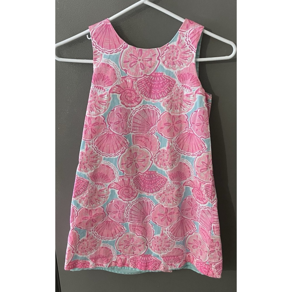 Tommy Bahama Girls 8 Shift‎ Dress Beach themed Seashell Print Pink and Blue